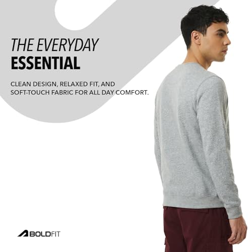Image of Boldfit Sweatshirt for Man, Ultra Soft Warm Sweatshirts for Men, Stylish Tailored Fit Full Sleeve Mens Sweatshirts, Tshirt Style Winter Wear for Men, Winter Sweatshirt for Casual & Semi-Formal Outfits