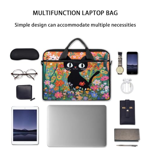 Bolso para portátil negro con flores, 15 pulgadas miniatura 7