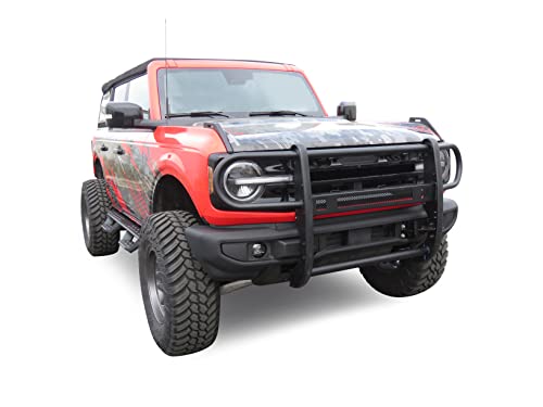 Image of Black Horse Beacon Grille brush Bumper Guard Modular Black Compatible with 2021-2026 Ford Bronco-BGFB21NL