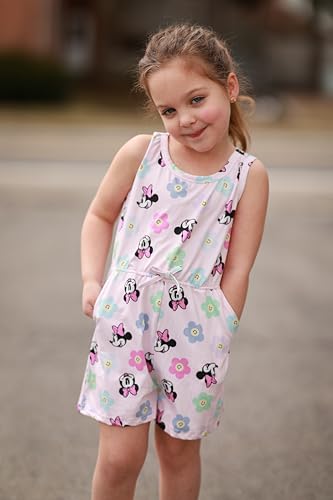 Image of Disney Princess Frozen Minnie Mouse Stitch Girls Romper With Pocket Sleeveless Jumpsuit One Piece Outfit For Toddlers & Kids