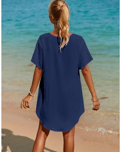 SimpleFun Womens Swimsuit Coverup Lace Crochet V Neck Bathing Suit