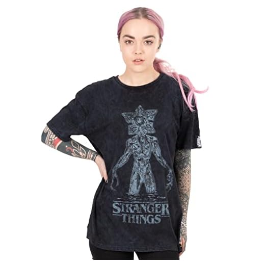 Stranger Things Camiseta Mujer Demogorgon Acid Wash Adult Large