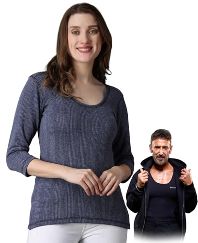 Image of Wearslim Women's Winter Warmer Thermal Vest 3 /4 Sleeves Ultra Soft Scoop Neck Winter Inner Wear Top Johns Underwear