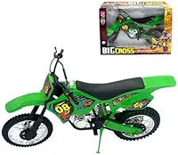 Big Boss Moto de Motocross de Brinquedo, Modelo Verde com Detalhes Decorativos, com Suporte
