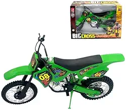 Big Boss Moto de Motocross de Brinquedo, Modelo Verde com Detalhes Decorativos, com Suporte