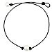 Freshwater Pearl Choker on Leather Cord for Women with Single AA Quality Bead Necklace Handmade Jewelry by Wiw 16" Black