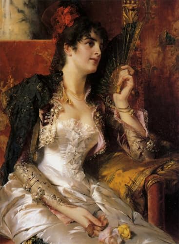 Lienzo Señorita con un ventaglio de Conrad Kiesel 60x90cm para solucionar paredes vacías