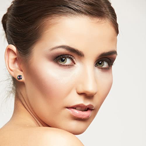 6 Pairs Titanium Stud Earrings Screw Back Stainless Steel Stud Earrings For Women Men, 6Mm Rainbow 5A Cubic Zirconia Crystal Studs Double Side Earrings Piercing Sleeper Sensitive Studs Jewelry For Girls #TOP4