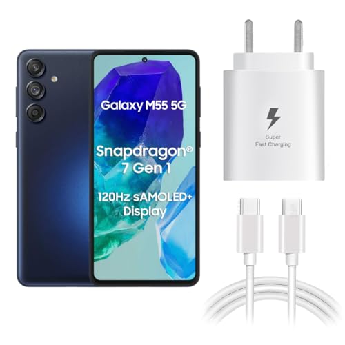 Image of MAK 25W Charger with Cable for Samsung Galaxy M55 5G Type C Charger Adapter Compatible with Galaxy M55 5G Charger, 25 Watt USB Type C to C Pd Charging Adapter C Type, White