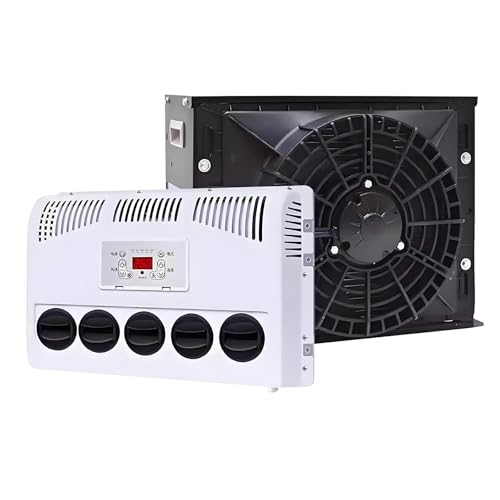 Elektrische Klimaanlage 12V/24V Käfig-Design Universal 12V/24V für LKW Wohnmobil Van Elektrische Klimaanlage,24V-Black