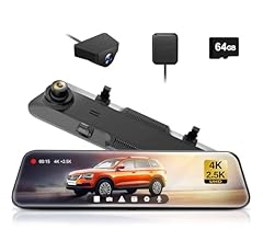 WOLFBOX 12" Rear View Mirror Dash Cam, 4K Mirror Dash Cam with 2.5K Rear Camera, Smart Full Touch Screen Backup Camera for …