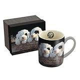 LANG - 14 oz. Ceramic Coffee Mug - 'Puppies', Artwork by Jim Lamb - White and Black Puppies