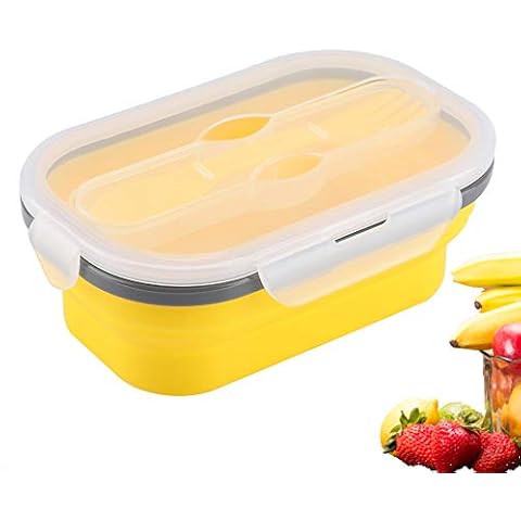 Fiambrera de Silicona Plegable Eboxer con Tenedor y Cuchara a Prueba de Fugas Cover