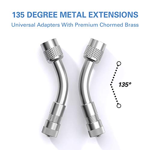 Ckauto 6 Pack 45 Degree 90 Degree 135 Degree Metal Valve Stem Extenders, Universal Valve Stem Extensions, Silver #TOP4