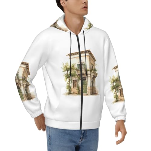 Sweat à capuche décontracté pour hommes avec imprimé grec antique et branche d'olivier romaine