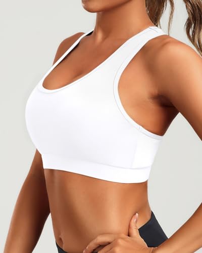 Image of Holipick Women's Sports Bra Bikini Tops Racerback Swim Top Scoop Neck Bathing Suits Top Modest Padded Crop Tops Swimsuit Only