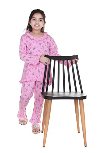 Image of Baby Girls Floral Print Hosiery Cotton Top & Pyjama Set