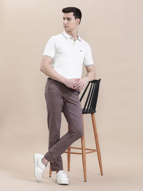 Image of CROCODILE Men Solid Slim Fit Polo T-Shirt | Regular Length | Short Sleeve | Button Placket | Casual Knitted Topwear