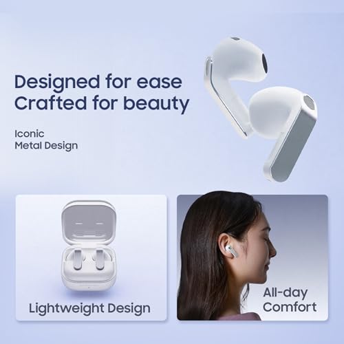 Image of Samsung Galaxy Buds4 (White) in-Ear Wireless Earbuds with Hi-Fi Audio | Adaptive ANC and EQ 2.0 | 360-Audio | Live Translation | Head Gesture Control | IP54