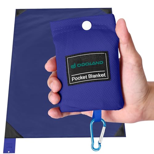 Odoland 防水防砂 レジャーシート 110x160cm ビーチ ピクニックマット 一体収納袋付き 速乾 軽量 コンパクト 折りたたみ テント グランドシート（ブルー）