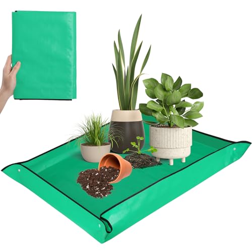 GeeRic Alfombrilla para Trasplantar Plantas, Alfombrillas de Jardinería Alfombrilla Estera de Trasplante de Plantas Plegable para Macetas Suculentas,Planta (Verde)