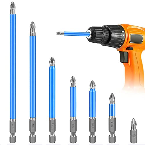 SIYUE 2 Juegos de Brocas magnéticas Antideslizantes Ph2, Juego de Destornilladores de Cabeza Cruzada, para Herramientas eléctricas, Controlador de Impacto (7 Piezas/Juego) Cover