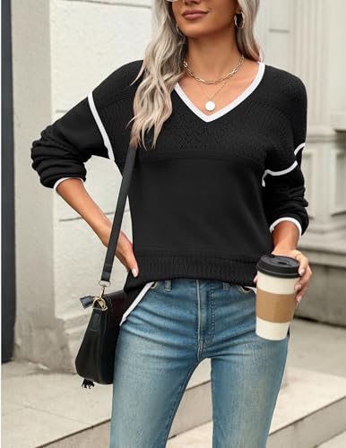 Image of Zeagoo Sweaters for Women Long Sleeve Tops V Neck Outfits Fall Clothes