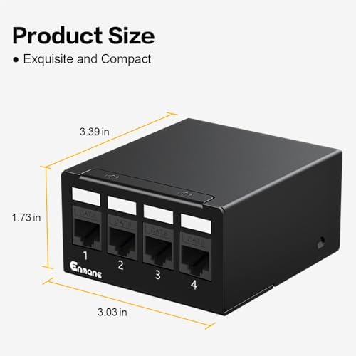 Enmane 4 Port Patch Panel CAT6 Keystone Patch Panel (EC Listed) UTP Network for Home/Office (1U 4Port, CAT6) — view 2