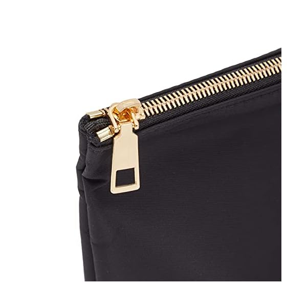 Glamlily 3 Pack Black Makeup Bag Set for Women, Nylon Zipper Pouch