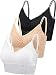 3 Pieces Lace Bra Camisole Bralette Lace Bandeau Bra Lace Top for Women Girls Sports Daily Favor (Color 1, M)