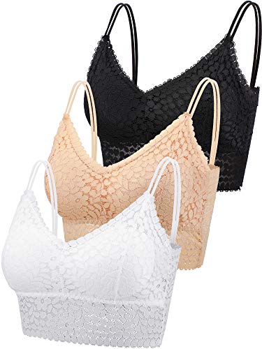 3 Piezas Camisola Sujetador Encaje Bandeau Bralette