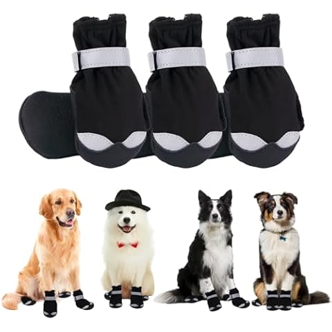 Fadcaer Waterproof Dog Boots with Reflective Straps Cover