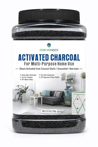 Coir Wonder Activated Charcoal Odor Absorber – 2.2 Lb – Coconut Shell Carbon Granules – Natural Air Purifier for Home, Car, Closet, Fridge, Shoes, Gym Bags, Trash Areas – Room Deodorizer