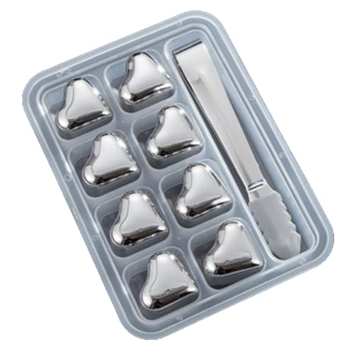 Piedras de whisky de metal, para whisky de acero inoxidable, Piedras de enfriamiento reutilizables bebiendo, Cubos tecnológicos de alta refrigeración en de corazón para una cerveza de congelación rápi