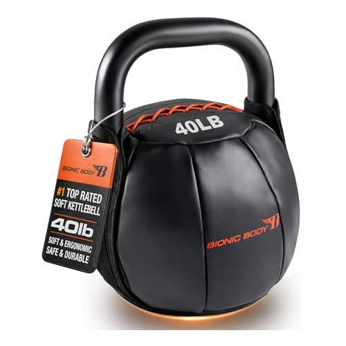 Bionic Body Soft Kettlebell with Handle for Weightlifting, Conditioning, Strength and core Training (40, Pounds)