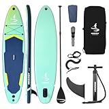 WKERSIY SUP Board Aufblasbar 335cm - Allround Stand Up Paddling Board Set, Stabil & Leicht, inkl. Verstellbarem Paddel, Pumpe, Rucksack & Leash, iSUP für Profis & Anfänger (Grün)