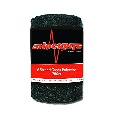 McGrath Supplies 200m x 2.5mm Electric Fence Green Polywire (6 x 0.15 Stainless Steel Conductors)