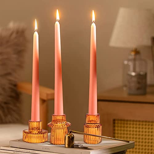 Set Of 9 Taper Glass Candlestick Holders Tealight Candle Holders For Table Centerpieces, Wedding Decor And Dinner Party #TOP6