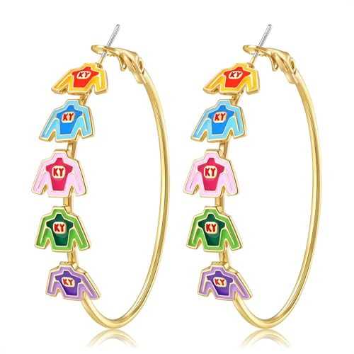 Kentucky Derby Earrings for Women Race Horse Riding Suit Horseshoe Hoop Earrings Kentucky Derby Outfits Accessories Jewelry Gifts (Style E)
