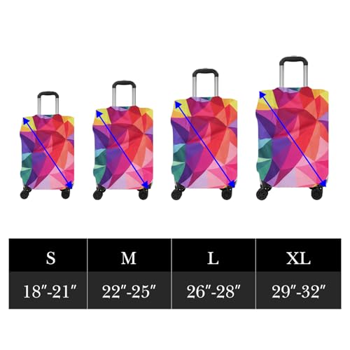 Luggage Covers for Suitcase Tsa Approved, Travel Suitcase Cover Protector Fits 26-28 Inch Luggage, Washable Baggage Covers (L, Colorful Geometry)2