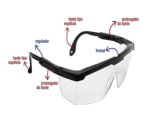 Oculos de Proteção Epi Individual Segurança Rj Incolor Lentes Filtram 99% Da Radiação Uva E Uvb Regu
