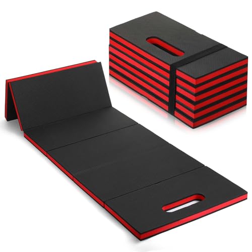 SHENLIU Foldable EVA Utility Mat with Handle, Heavy Duty Mechanic Mat for Kneeling, Workouts, Garages, Gardening, Camping, Picnics, Outdoor Adventures and Home Gyms, Red (46
