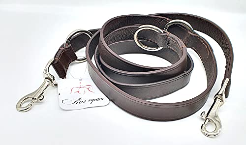 Image of POLICE STYLE LEATHER DOG TRAINING LEAD 80 INCH LONG BLACK BROWN TAN GREY (BROWN, 3/4 INCH WIDE)