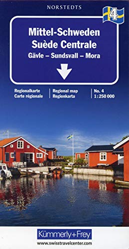 Sweden Centr. 4 k&f Gävle/Sundsvall/Mora: Gävle - Sundsvall - Mora / Regionalkarte / MIt touristischen Informationen (Regional maps - Sweden)