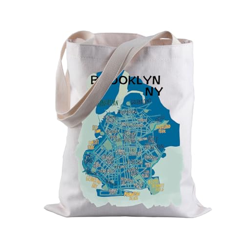 BLUPARK Brooklyn Ny Map Tote Bag Brooklyn Ny Travel Shopping Bag Moving To Brooklyn Ny Gift Brooklyn...