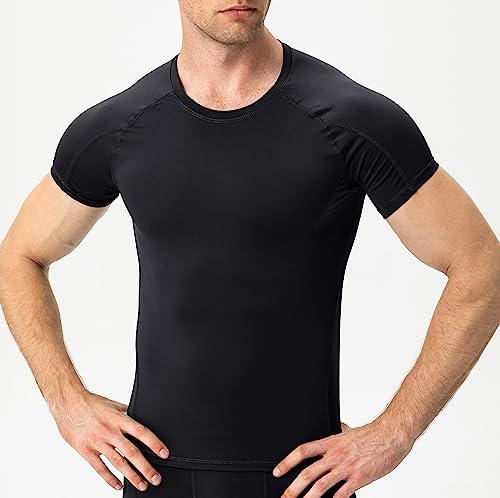 3 Pack Men's Compression Shirts Short Sleeve Workout T-Shirt Cool Dry Undershirts Baselayer Sport Cool Shirt Running Tops #TOP3