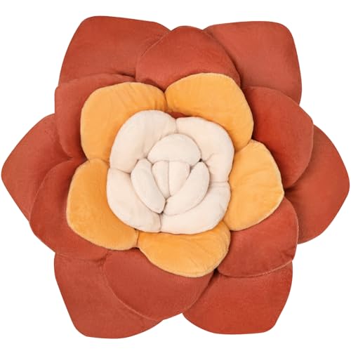 OtGalk Flower Throw Pillow - 13.8" Plant Shaped Cushion, Soft Plush Decorative Pillow for Bedroom & Living Room, Unique Purple Design, Home Decor Accen