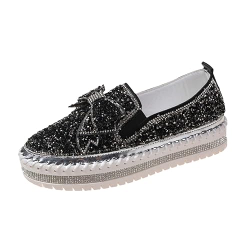 Chaussures plates décontractées à strass pour femme avec semelle épaisse tendance