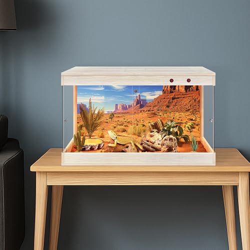 Image of Royxen Reptile Enclosure,31 Gallons Reptile Tank with Wooden Top and Lockable Design,Tempered Glass Bearded Dragon Tank for Lizard Gecko Habitat (Oak,24 inch Length)