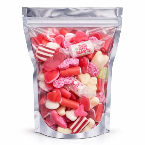GRO VITS - Pick & Mix sweets Quality Jelly Love Hearts Sweets Classic Retro Candy Selection Assortment Fathers Day Gifting Love Theme Anniversaries Gifts Love Candy Sweeties - 500g